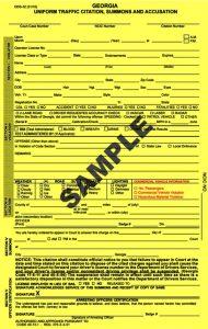 Geogia Traffic Ticket Citation