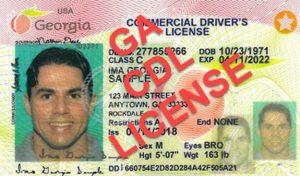 Georgia CDL license example used to illustrate DUI implied consent warning for commercial vehicle drivers
