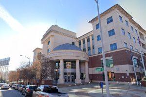 Historic Atlanta Municipal Court building with blue dome and columned entrance