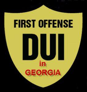 First offense DUI in Georgia graphic with shield design showing DUI GA