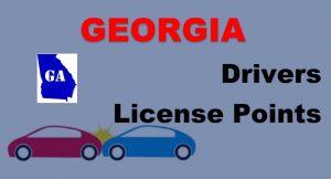 Graphic displaying 'Georgia Drivers License Points' with an image of two cars in a minor collision, representing the Georgia driver's license points system and traffic violations